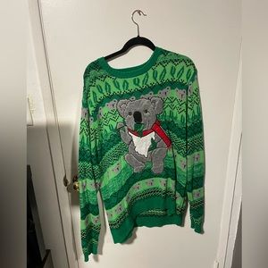 XL Ugly Christmas Sweater Green Koala
